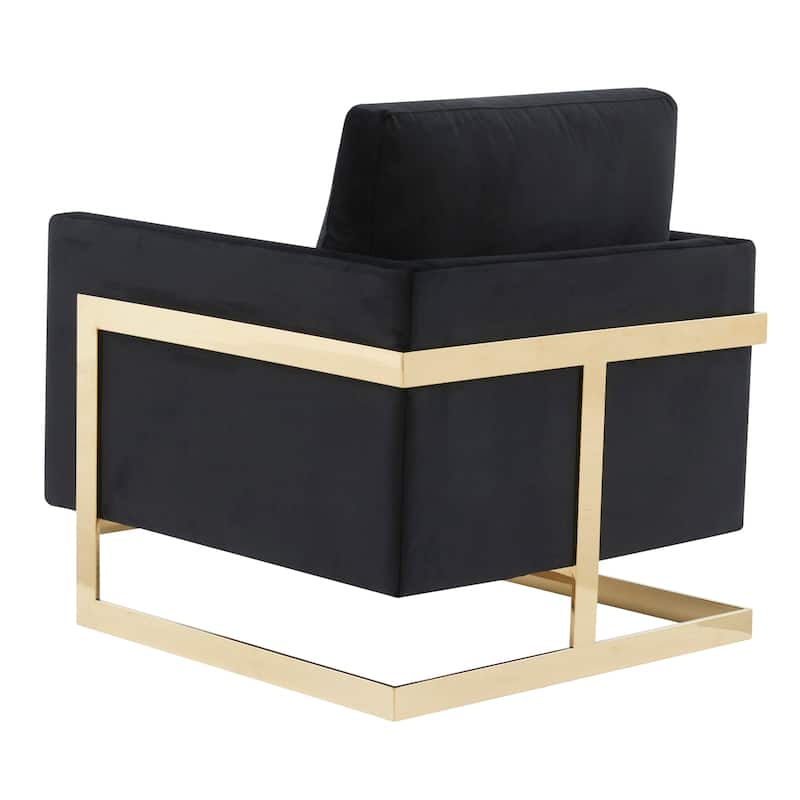 Lincoln Modern Velvet Upholstered Accent Designer Lounge Chair with Gold Frame for Living Room, Bedroom and Home Office - 34"