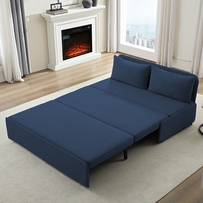 Mixoy Full/Queen Size Sofa Bed,2 in 1 Convertible Linen 1-Seater/Loveseat Sleeper Sofa Couch with Cushions