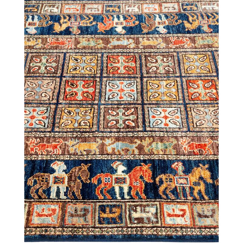 One of a Kind Hand Knotted Traditional Tribal Traditional Area Rug - 5' 0" X 3' 3"