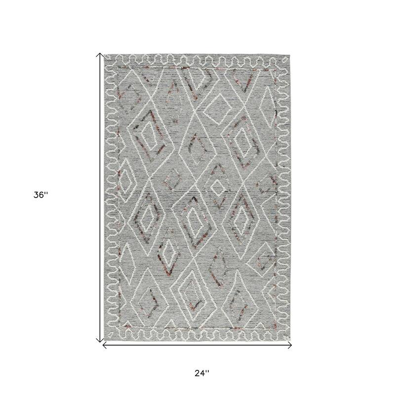 HomeRoots Geometric Lodge Rectangle Area Rug - 36.00 in. x 24.00 in. x 0.40 in.