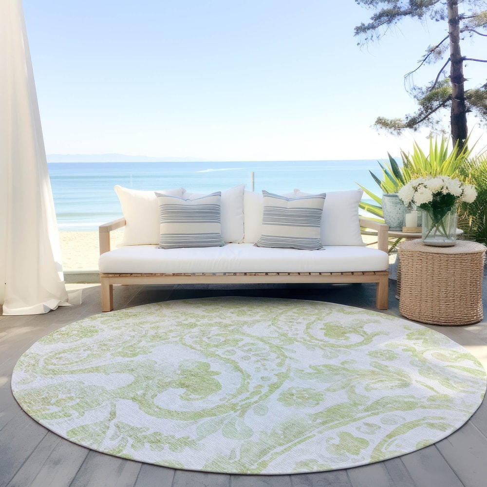 Machine Washable Indoor/ Outdoor Chantille Traditional Scroll Rug