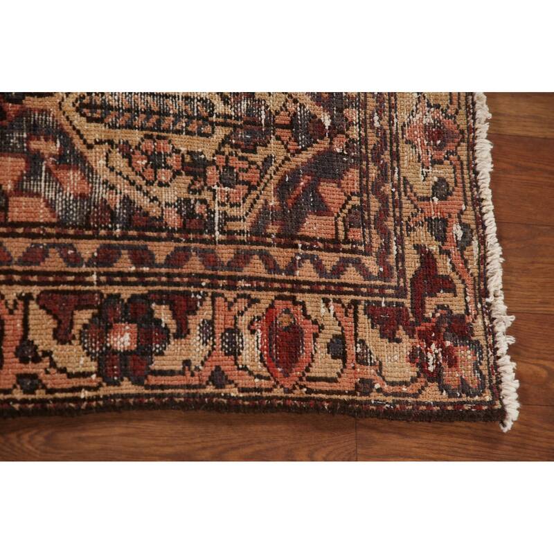 Hand Knotted Oriental 100% Wool Carpet Traditional Geometric Oranges & Rust Bakhtiari Area Rug - 4' 10'' X 3' 1''