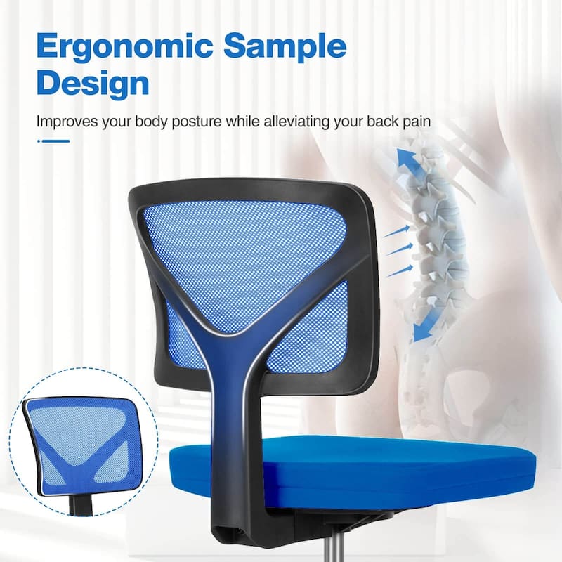 Child Armless Mesh Office Chair, Office Computer Desk Chair, Rolling Work Swivel Chairs for Home, Study, Student, Adults