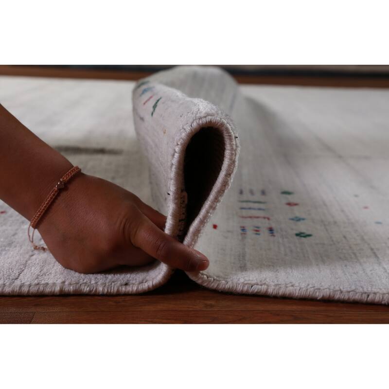 Hand Knotted Oriental 100% Wool Carpet Tribal Stripe Greys & Charcoal Gabbeh Area Rug - 12' 2'' X 9' 1''