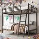 preview thumbnail 1 of 8, Twin Over Twin Size Metal Bunk Bed for Adults Teens Black