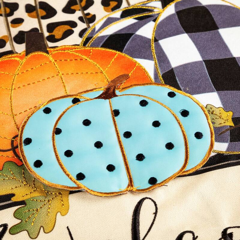 12.5 in. x 18 in. Mixed Print Pumpkins Garden Linen Flag