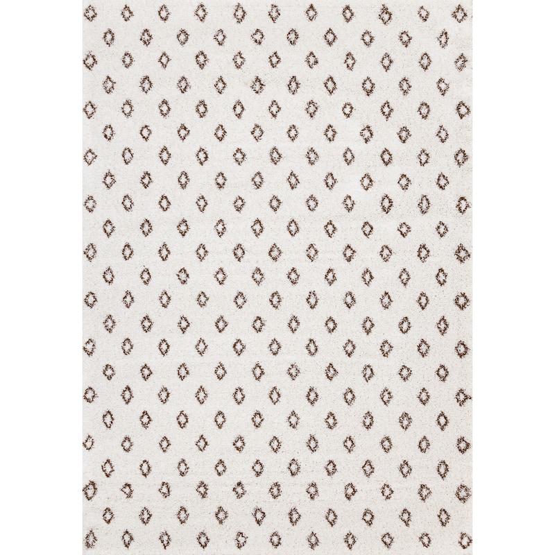 Shiloh Collection - Cream Rust Diamonds Super Soft Thick Area Rug