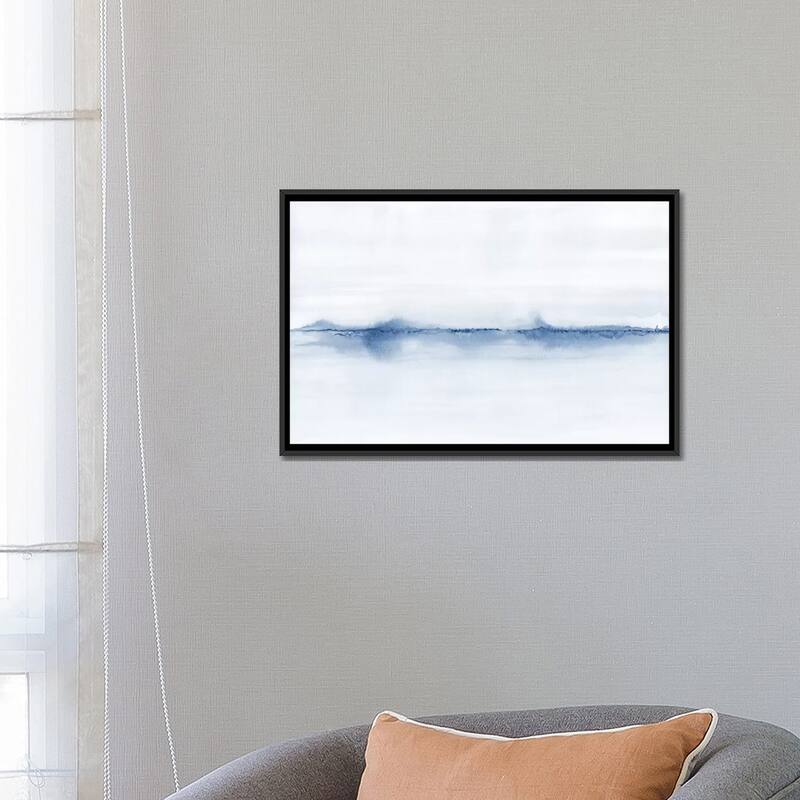 iCanvas "Watercolor Landscape V - Shades Of Blue" by Nouveau Prints Framed Canvas Print
