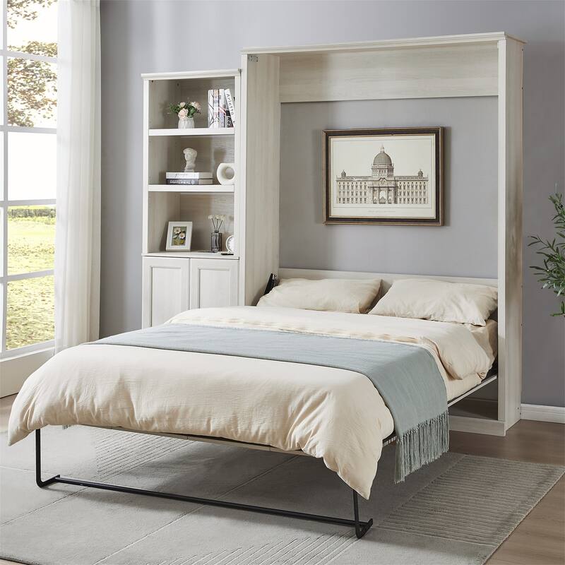 Murphy Wall Bed with 1 Side Cabinet Storage Shelf by Harper&Bright Designs