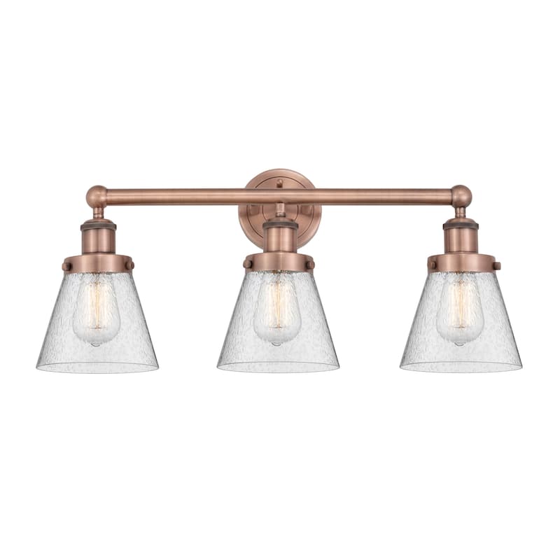 Innovations Lighting 616-3W-10-25 Cone Vanity Cone 3 Light 25" Wide - Antique Copper / Seedy