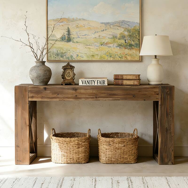 Solid Wood Entryway Table, 63-Inch