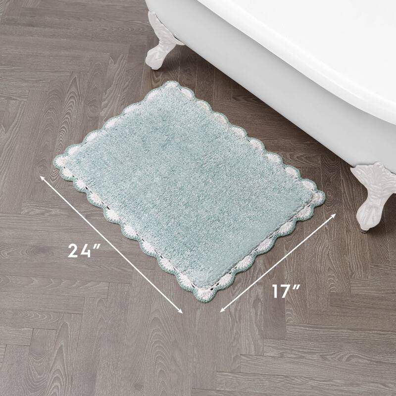 Laura Ashley Heathered Crochet Border Bath Rug