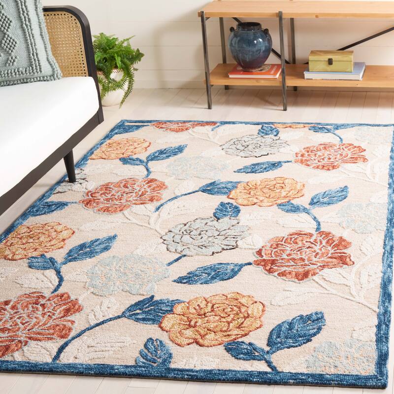 SAFAVIEH Handmade Blossom Irana Modern & Contemporary Wool Rug - 5' x 8' - Beige/Red