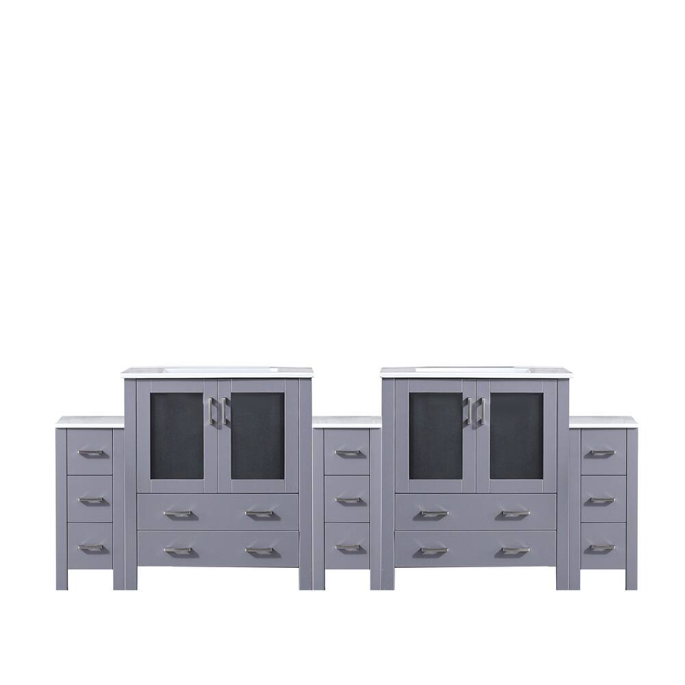 Volez Double Bath Vanity with Side Cabinets and White Ceramic Top