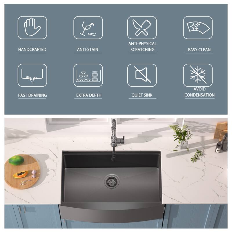 Farmhouse Workstation All In One Kitchen Sink 18 Gauge Stainless Steel Single Bowl Sink With Faucet