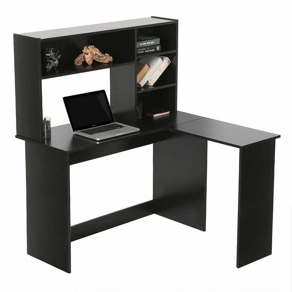 LShaped Modern Wood Computer Desk with Hutch Black Bed Bath & Beyond