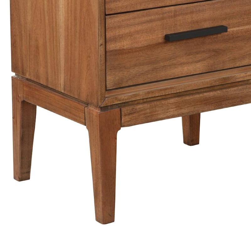 Honey Brown 2 Drawer 20 in. W Nightstand with Sturdy Hardware and Ample Storage
