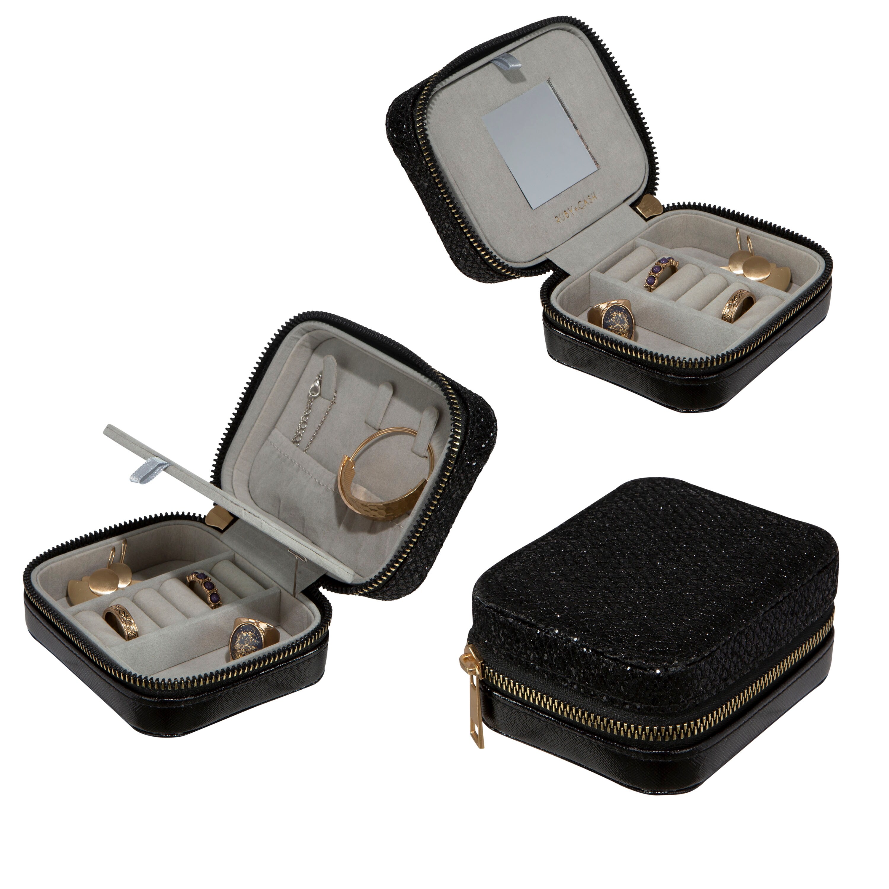 Ruby Cash Sequin Mini Faux Leather Zippered Travel Jewelry Organizer Box In Black Overstock 32056232 Sparkle mirror with storage | jewelry armoire. ruby cash sequin mini faux leather zippered travel jewelry organizer box in black