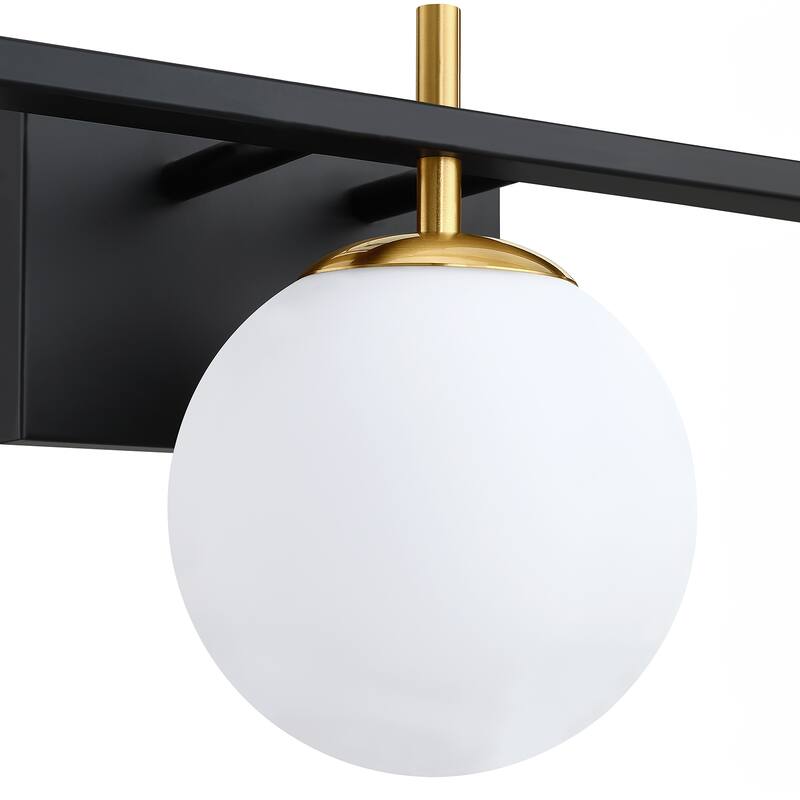 3-Light Black Vanity Light with Globe Shades - 24'' W