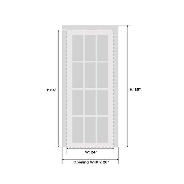dimension image slide 19 of 22, Interior Solid French Door / Mela 0755 Painted White / Single Regular Panel Frame Handle / Bathroom Bedroom Modern Doors