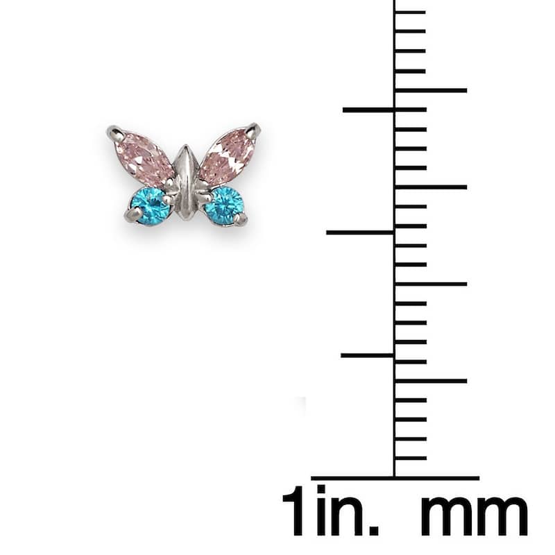 Curata 14k White Gold Marquise Cubic Zirconia Butterfly Screw Back Earrings