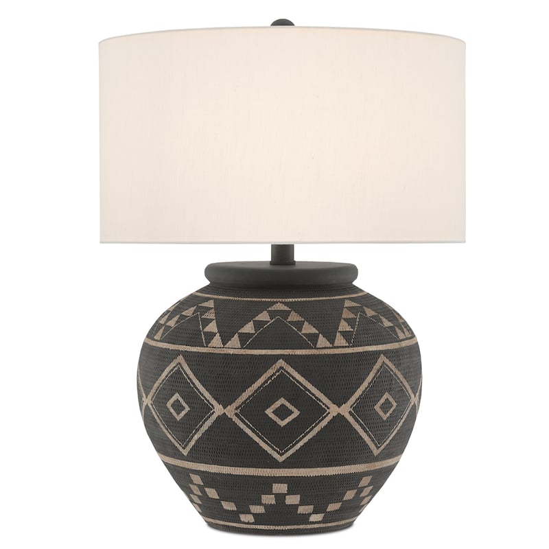 Currey & Company Tattoo Table Lamp - 28"h x 20"dia - 28"h x 20"dia - Brewed Latte/Mole Black