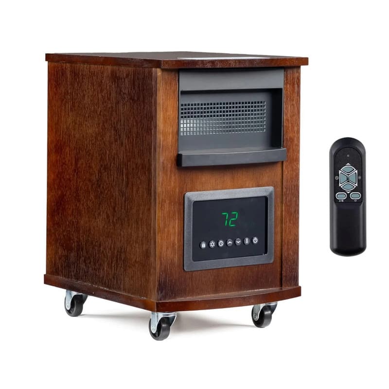 1500-Watt Infrared Quartz Wood Cabinet Electric Space Heater with Remote Control