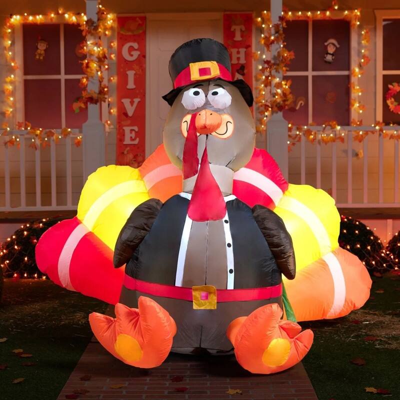 Joyfy 6ft Inflatable Turkey With LED Lights And Pilgrim Hat