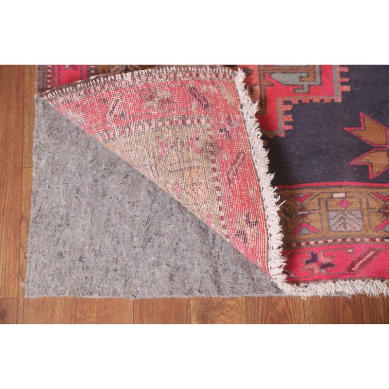 Hand Knotted Oriental 100% Wool Carpet Traditional Geometric Greys & Charcoal Meshkin Runner Rug - 10' 3'' X 3' 10''