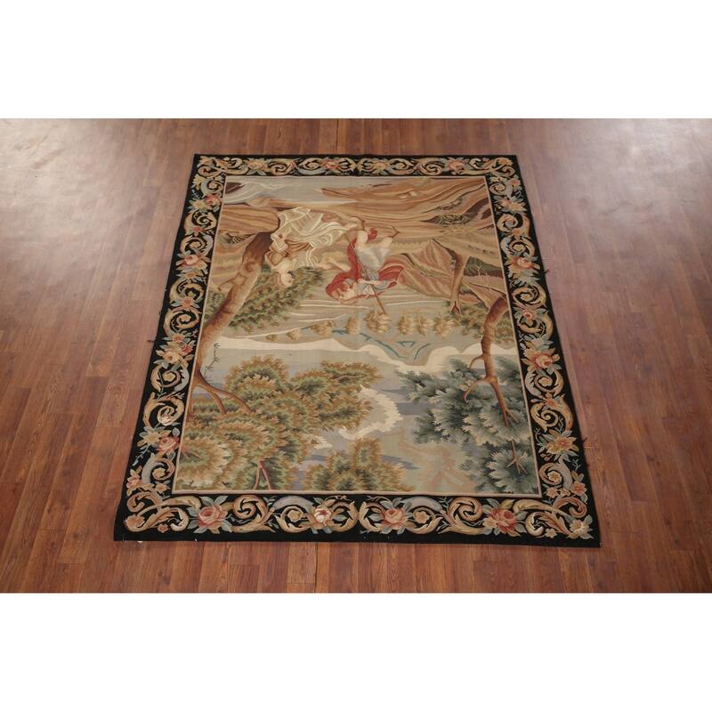Hand Woven Oriental 100% Wool Carpet Traditional Pictorial Beige & Ivories Tapestries Area Rug - 5' 11'' X 4' 9''