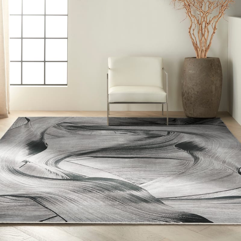 Calvin Klein Balian Abstract Grey/Black Area Rug
