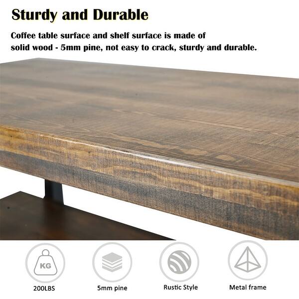Shop Merax Rustic Natural Coffee Table With Storage Shelf Overstock 31677548