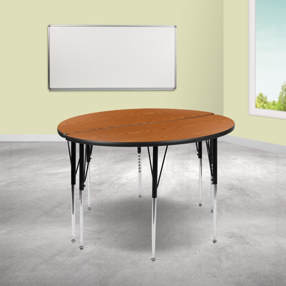 2 Piece 47.5" Circle Wave Flexible Grey Adjustable Activity Table Set