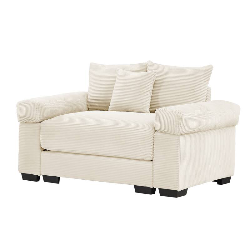 GDFStudio - Soft Corduroy 1-Seater 54.3" Sofa Chair with Extra-Thick Armrests