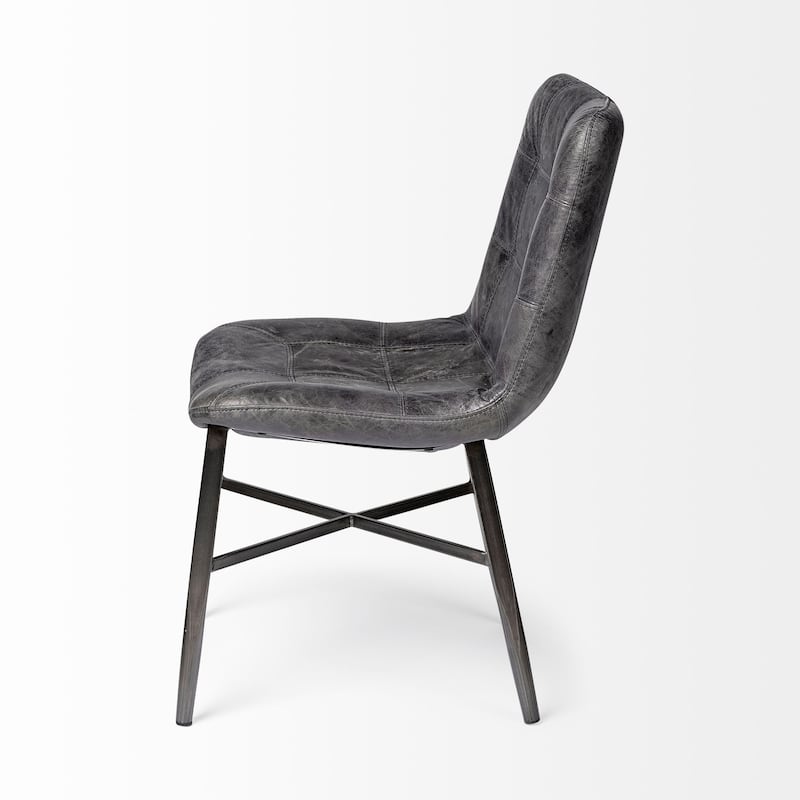 Horsdal Black Faux Leather Dining Chair - 21.0L x 24.0W x 34.8H