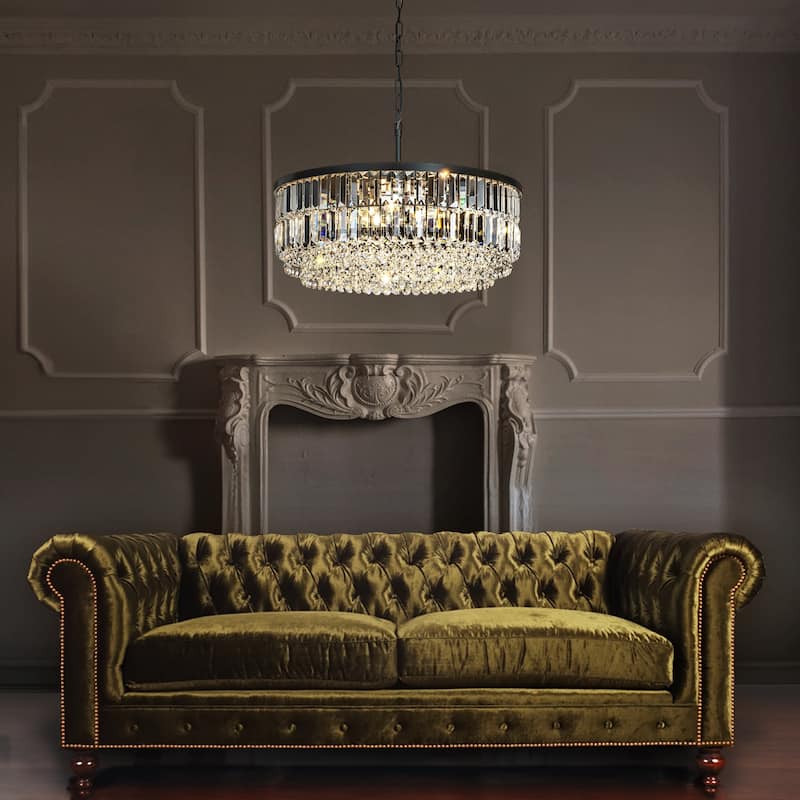 Modern Glam Gold Round Crystal Chandelier