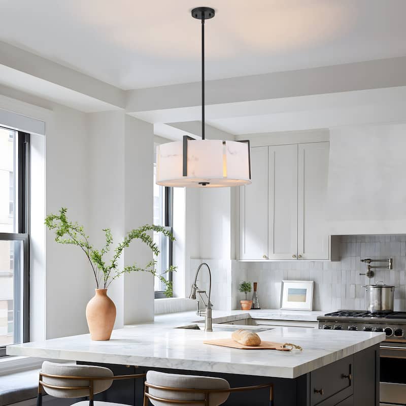 Starsky 4-Light Natural Alabaster Drum Chandelier
