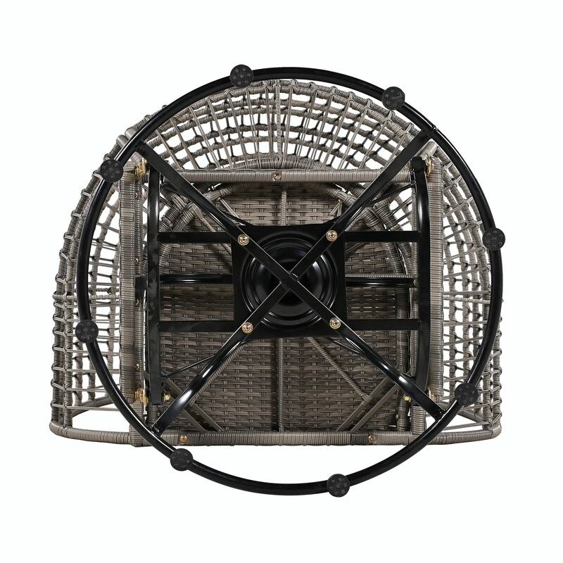 Swivel Rattan Egg Patio Chair with Cushions and Rocking Function