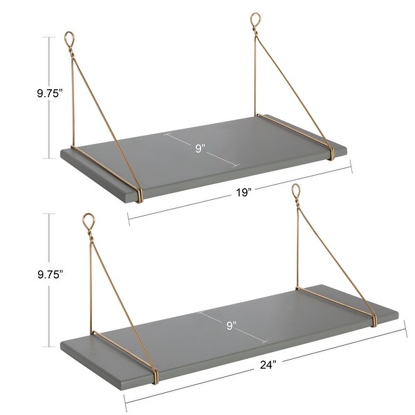 Kate and Laurel Vista Wood and Metal Wall Shelves, 2 Piece Set