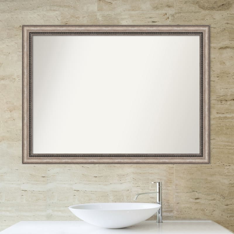 Non-Beveled Bathroom Wall Mirror - Lyla Ornate Silver Frame