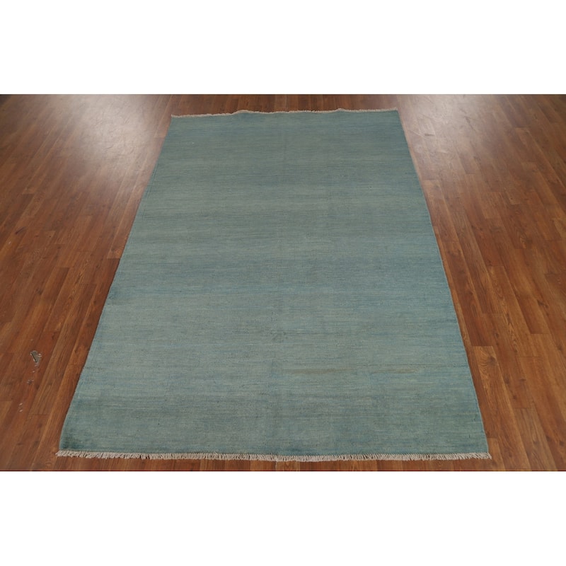 Aqua Blue & Green Modern Gabbeh Oriental Area Rug Handmade Wool Carpet - 4'10" x 6'10"