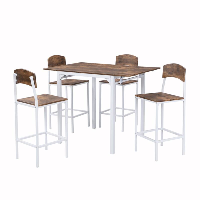 5PCS Counter Height Leaf Dining Table Set