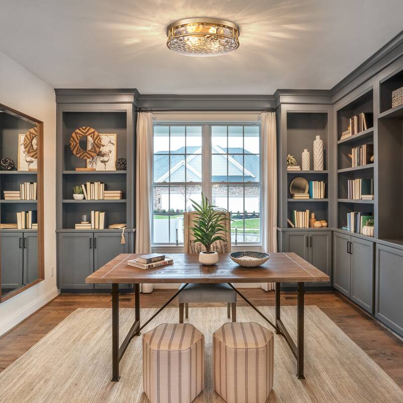 Farmhouse 2-Light Flush Mount Light with Water Ripples Glass