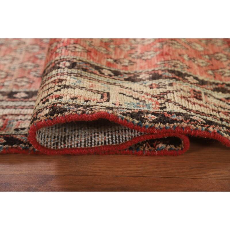 Hand Knotted Oriental 100% Wool Carpet Traditional All-Over Red Botemir Runner Rug - 9' 4'' X 3' 8''