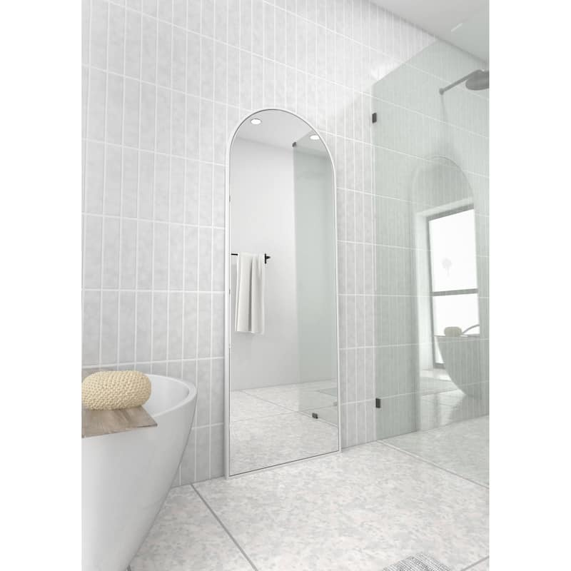 Glass Warehouse Large Arch Shape Stainless Steel Framed Mirror