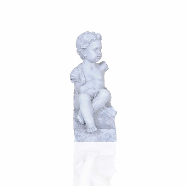 Vintage Look Off White Boy Sitting Statue Vintage Look Off White Boy Sitting Statue