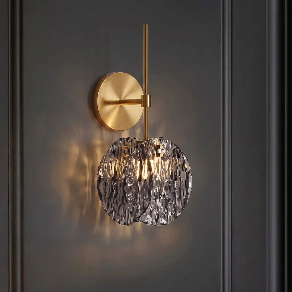1-Light Wall Sconce with Smoky Gray Glass Shade
