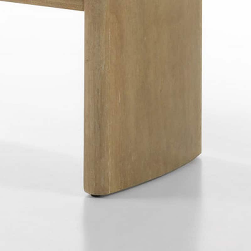Meni 51 Inch Wide Dining Bench, Panel Legs, Oak Brown Solid Wood