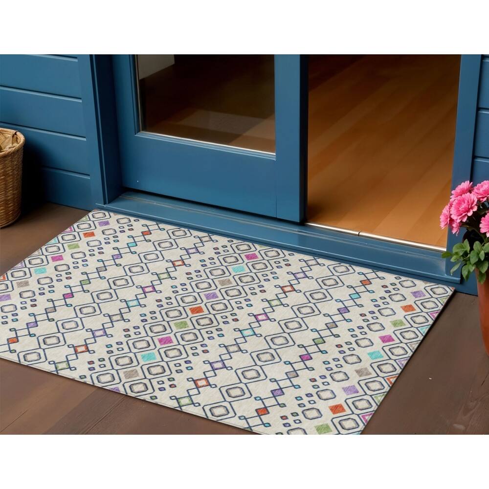 HomeRoots Geometric Modern Rectangle Outdoor Rug
