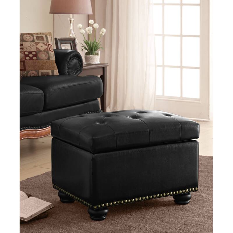 Convenience Concepts Designs4Comfort 5th Avenue Storage Ottoman - Black Faux Leather